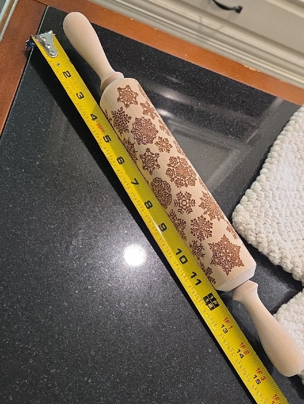 Snowflake Wooden‎ Holiday Christmas Embossed rolling pin